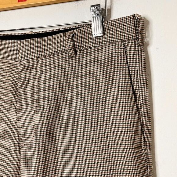 H&M Women's Skinny Fit Suit Pants Size 26 Houndstooth Plaid Beige Woven Trousers - Picture 4 of 10